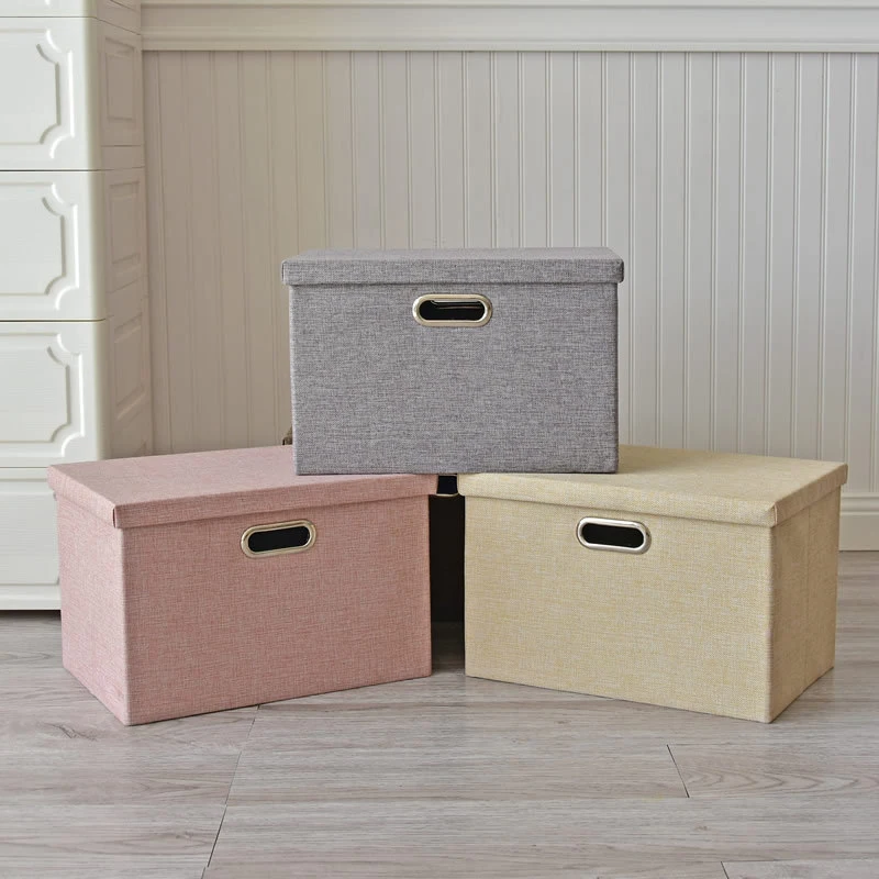 YIWUMART Foldable Clothing Storage Box With Lid Toy Quilt Basket Wardrobe Organizer Solid Color Dustproof Cardboard | Дом и сад