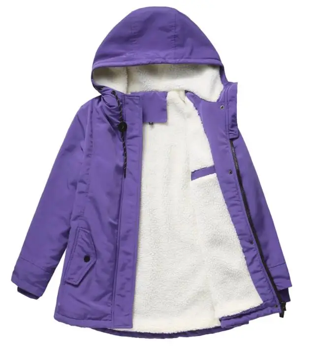 Women Waterproof Thickend Coat Autumn Long Sleeve Cotton Velvet Parkas Hoodies Femmle Parker Coat Asia Size  S-5XL