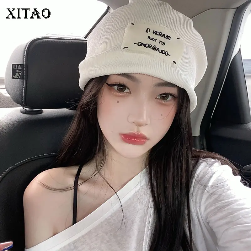 

Женская облегающая шапка с буквенным принтом XITAO, сохраняющая тепло, универсальная, повседневная, в японском стиле Ins, красная, Новое поступл...