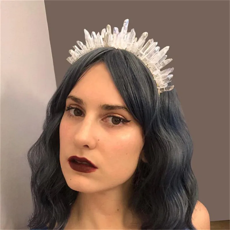 

The Baby Spice Halo Crown Angel Aura Quartz Crystal Crown Tiara Headpiece Crystal Tiara Bridal Crown Wedding
