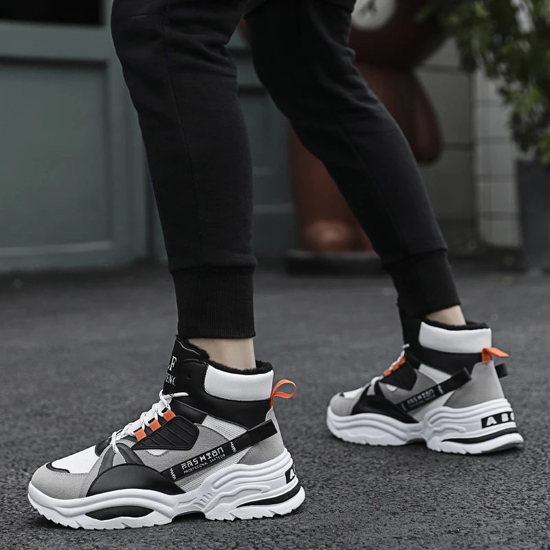 2020 Warm Men's Winter Running Shoes Colorful Athletic Male Sneakers Plush Fur Insole Snow Boots Fitness Fashion Footwear Brand | Спорт и