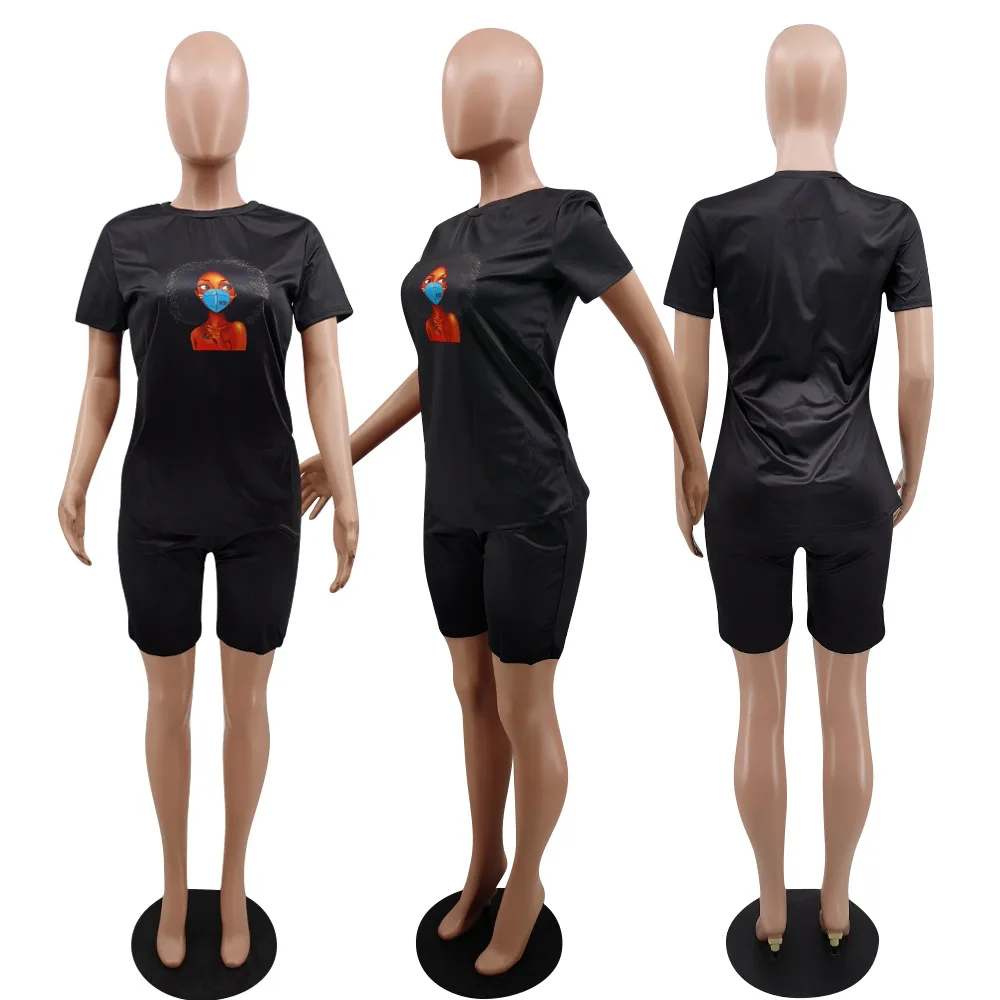 

Two Piece Set Summer Short Sets for Women Red Black Blue T Shirt Top and Short Set Matching Set Outfits Trendy Clothes for Women