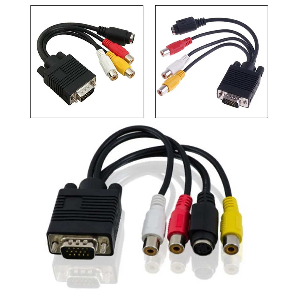 Композитный адаптер VGA в S Video 3 RCA AV TV Out кабель переходник для ПК и