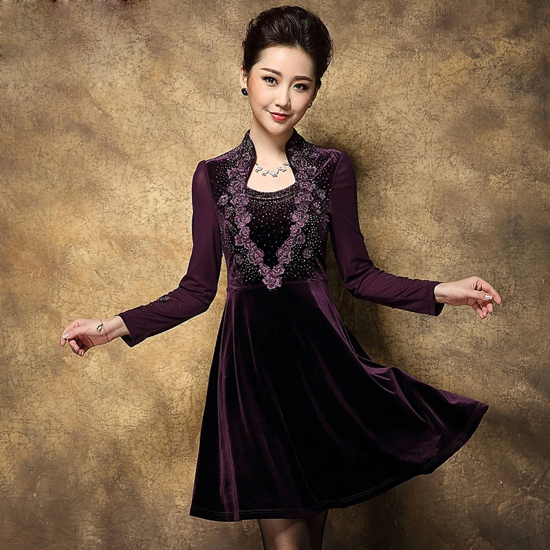 Роскошное велюровое платье с вышивкой новинка 2020 европейские винтажные