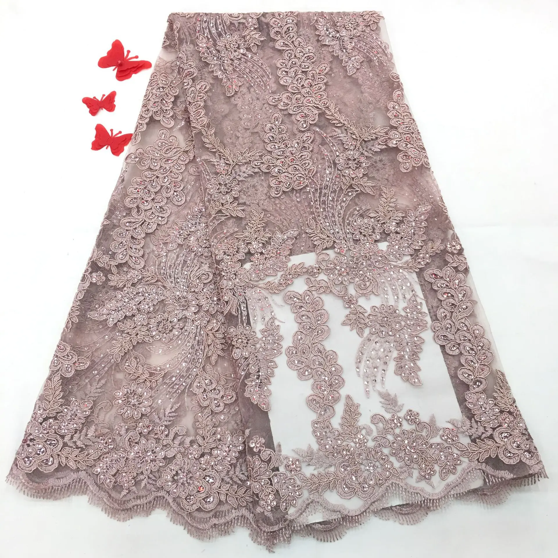 Новое поступление африканская кружевная ткань с сухими блестками французская