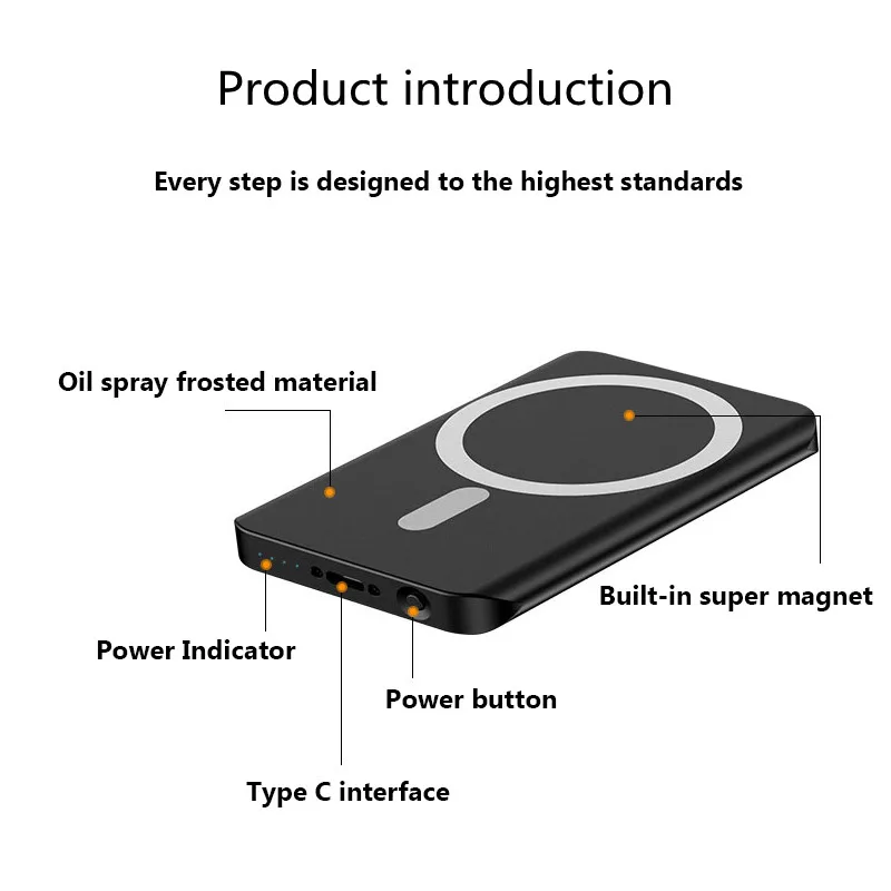 

For MagSafe Power Bank 4000mAh 15W Ultra Thin Mobile Power For iPhone 12 Mini Max Pro Xiaomi Huawei Magnetic Wireless Charger