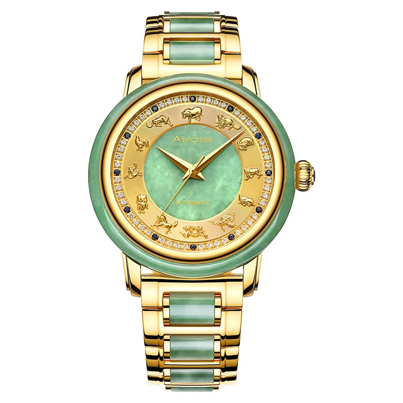 

Jade Watch Men Automatic Mechanical Natural Couple Jade Women Watches Business Luxury Gift Men Wristwatch Top Couple Clock