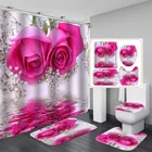 Розовая занавеска для душа, дождевик с крышкой для унитаза, нескользящий, для ванной комнаты