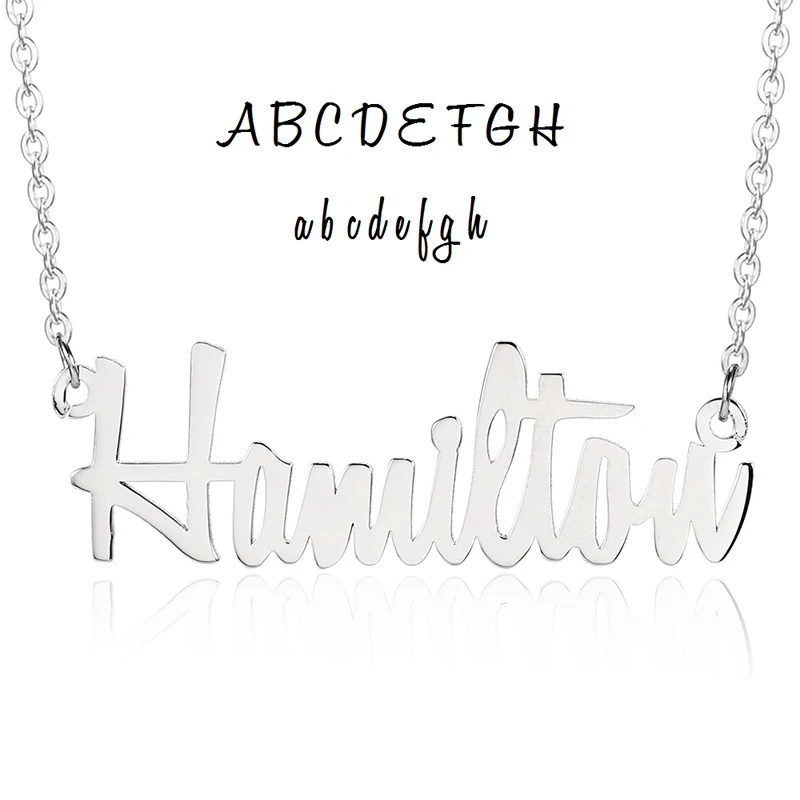 font22 L11 персонализированное именное ожерелье для женщин именное ожерелье и кулон именная табличка ожерелье Прямая поставка Ювелирные изделия Рождественский подарок - Окраска металла: font22