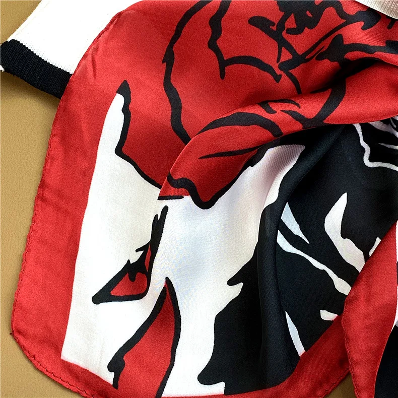 

Splash ink painted flower pattern Square Scarves Female Kerchief Fashion Bandana Handkerchief For Ladies Hijab Brand Scarve