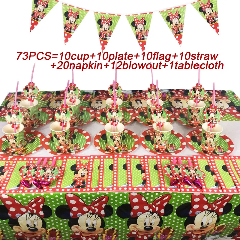 Для маленьких девочек День рождения тема Минни Мауса комплект поставки в горошек