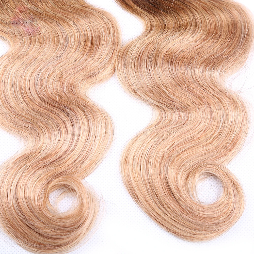 Бразильские волнистые волосы 3/4 пряди с блондинкой 1B/4/27 Реми пучки человеческих