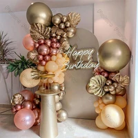 102pcs chrome rose gold balloon garland arch kit wedding birthday party decoration cream peach ballon engagement decor supplies