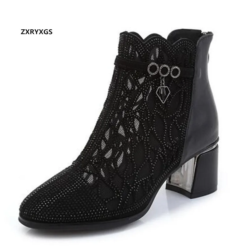 

Горячая новинка 2021 элегантность весенне-летняя обувь женские ботильоны из микрофибры сетки Стразы Туфли Сандалии большого размера Размеры модные ботинки