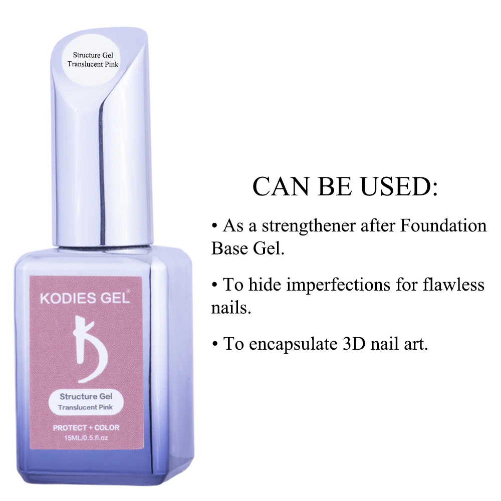 Гель-лак для ногтей KODIES полуперманентный УФ-/светодиодный лак прозрачный розовый