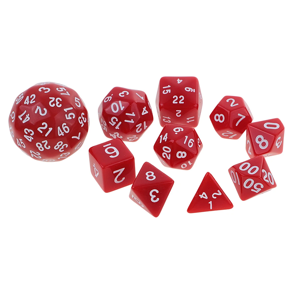 

10pcs Dice Set D4 D6 D8 D10 D12 D20 D24 D30 D60 Acrylic Dice for Table Board Games MTG RPG gaming