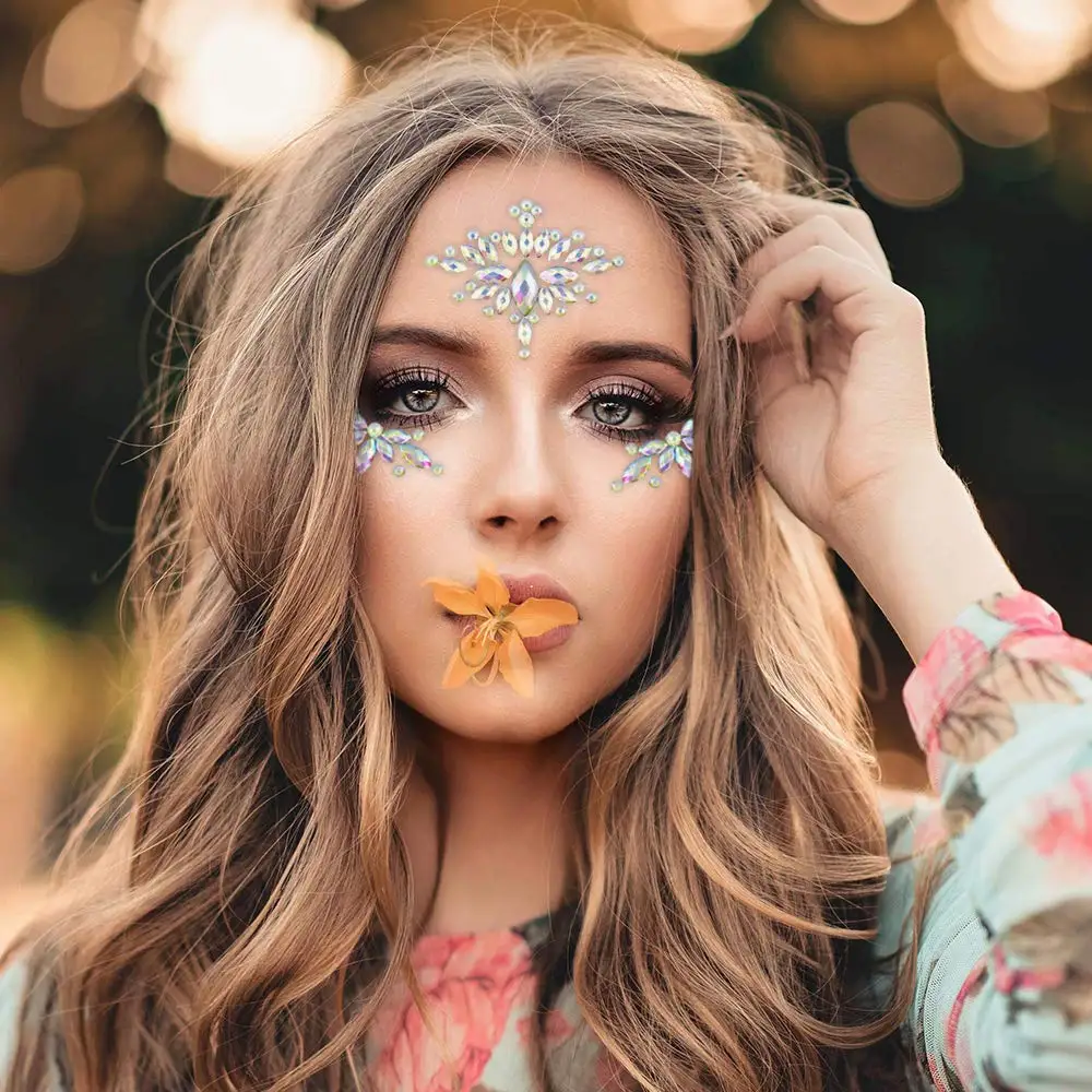Светящиеся драгоценные камни для лица временные тату наклейки блестящие