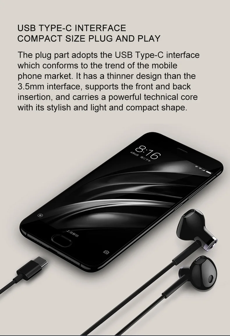 Оригинальные наушники XIAOMI с двумя драйверами type-C USBmacho en la oreja, наушники-вкладыши, черные, белые, Android, huawei