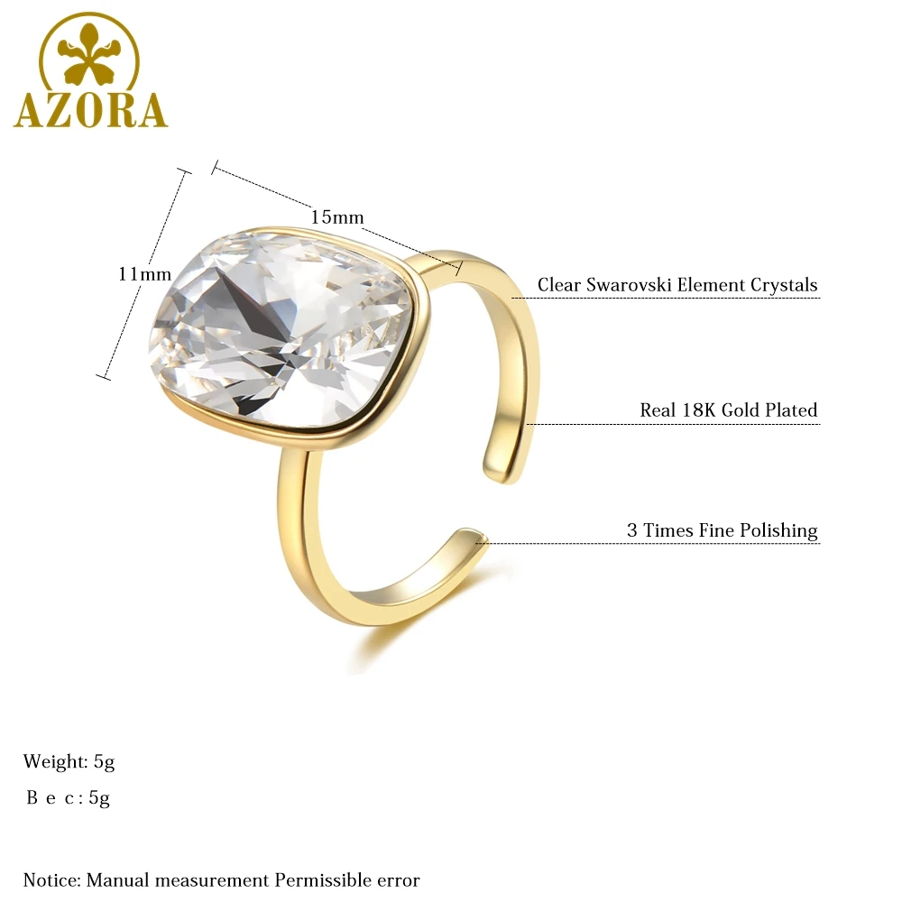 AZORA Открытый регулируемый палец Голубое облако кольца для женщин свадебные