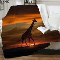 nknk brank giraffe blanket animal plush throw blanket sunset thin quilt landscape bedding throw sherpa blanket new vintage adult