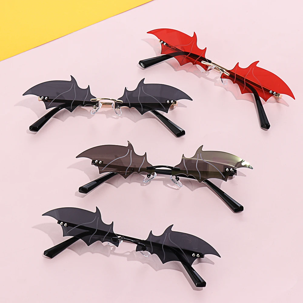 

1PC Unisex Sunglasses Rimless Retro Bat Shape True Film Sun Glasses UV400 Trending Narrow Eyewear Streetwear Fashion Accessories