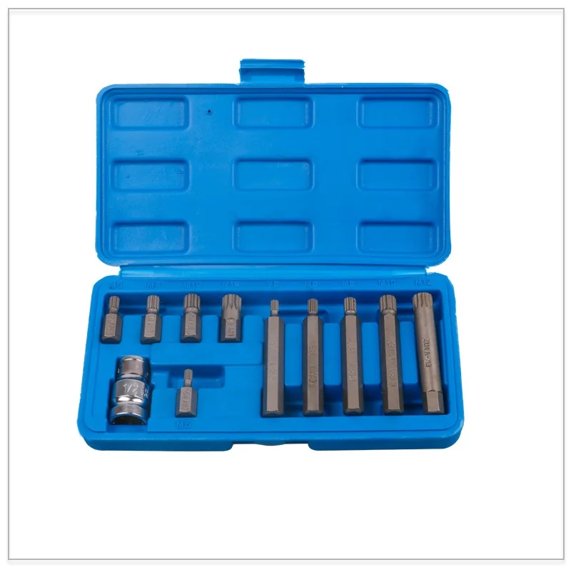 Новый 11 шт./компл. CRV 12 точечный Сплайн Бит L75mm M Отвертка Набор бит с 1/2 Новый 11 шт./компл. CRV 12 точечный Сплайн Бит L75mm M Отвертка Набор бит с 1/2