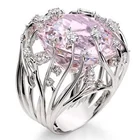 Женское кольцо из серебра 925 пробы с инкрустированным розовым кристаллом из циркония