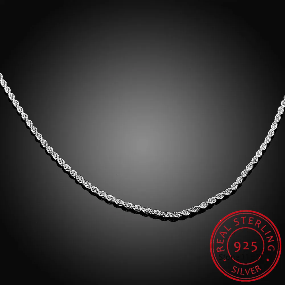 925 Silver 2MM/3MM/4MM Twist Rope Chains Women Men Fashion Necklaces Jewelry Accesory 16"18"20"22"24" images - 6