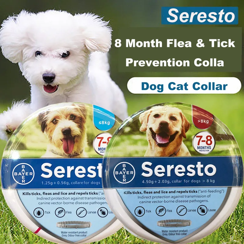 

Seresto-Flea and Tick Prevention Collar for Dogs and Cats, Anti-Mosquito, Retractable, Dewormer, 8 Months