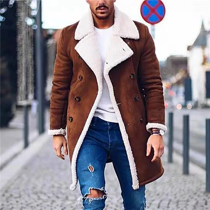 

Men's Speed Bribe Shake Fleece Reunite Imitate Coat Chamois Men's Wear Keep Warm Loose Suit Jacket Business Casual Overcoat