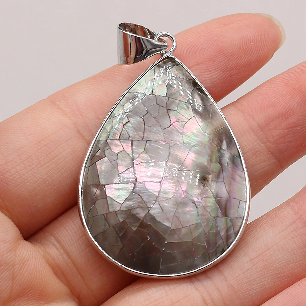 

Natural Freshwater Black Shell Drop-shaped Pendant Handmade Crafts DIY Charm Necklace Jewelry Accessories Gift Making 30x50mm