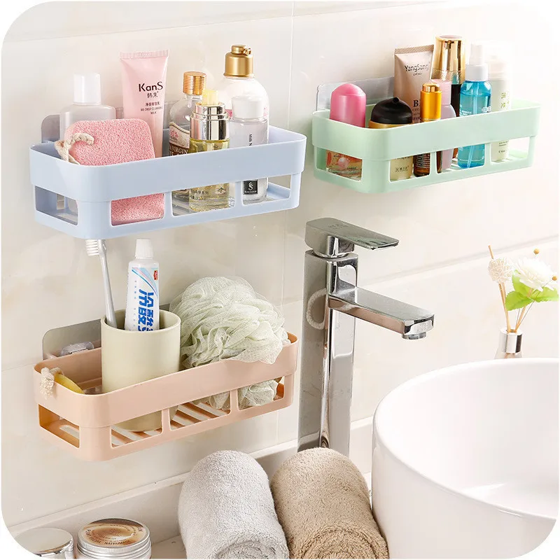 

Traceless Paste Rectangular Storage Rack Toiletries Storage Rack Bathroom Bathroom Rack Kitchen Bathroom Storage Rack