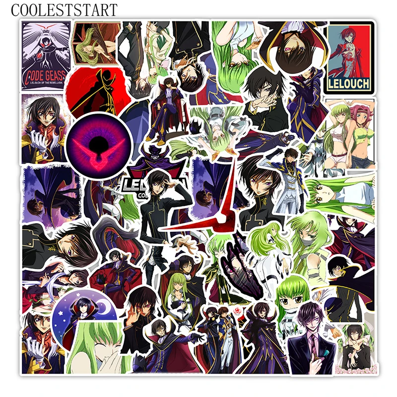 Lelouch-pegatinas de anime para ordenador port&aacute;til, pegatinas de c&oacute;digo Geass para Moto, monopat&iacute;n, equipaje, refrigerador, port&aacute;til, tel&eacute;fono, juguete, 10/50 Uds.-0