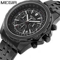 sport watch quartz digital led dual time date day alarm chronograph stainless steel band strap outdoor men wrist watch