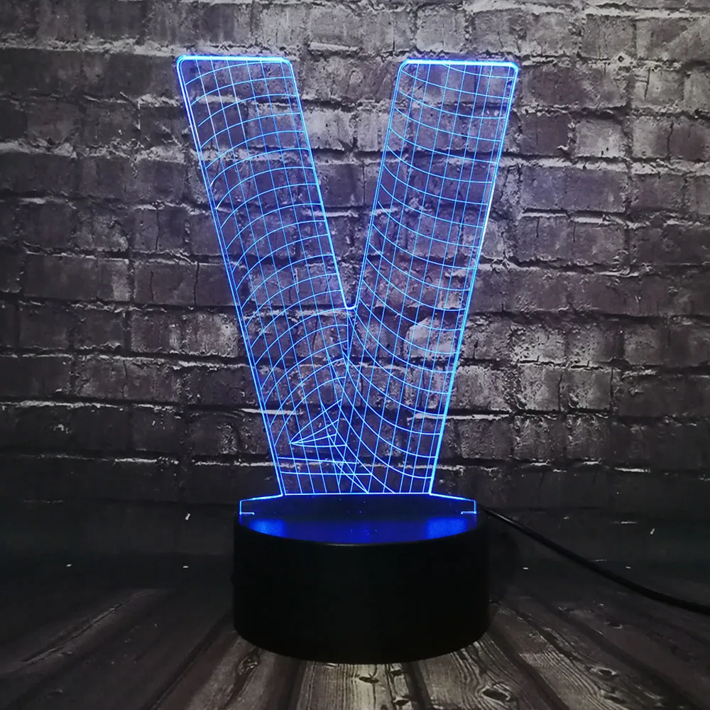 Новое 3D освещение Алфавит буквы V Виктори настольная лампа USB цветной светодиодный ночник Сенсорное украшение дома детский подарок на праздник