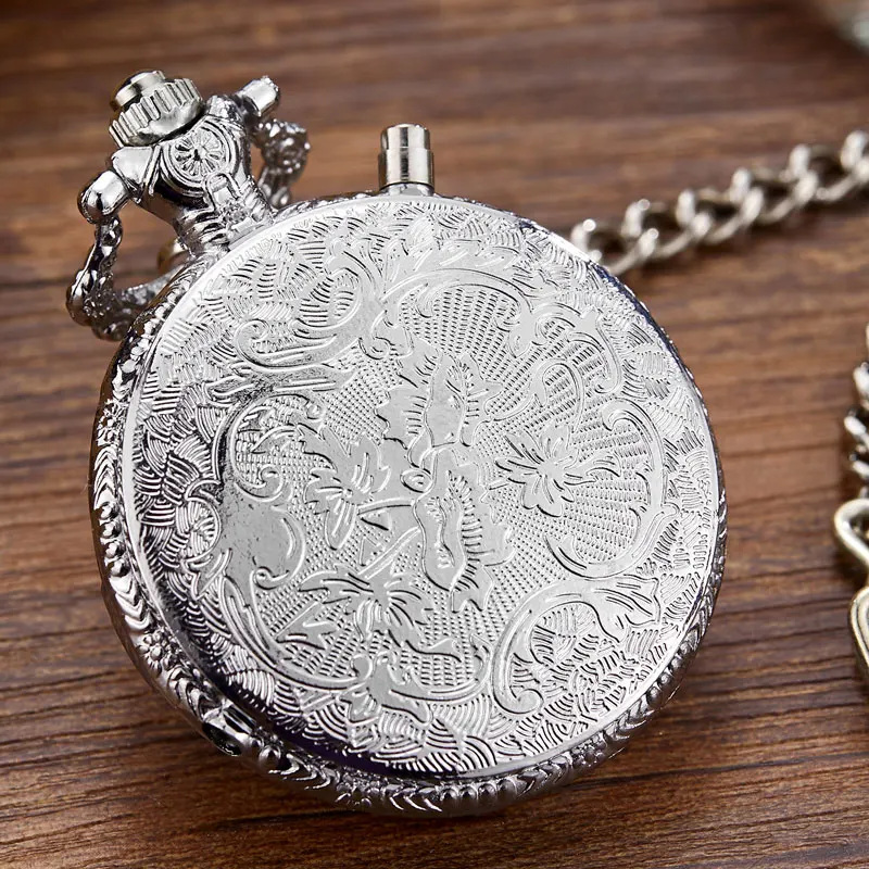 

Vintage Locomotive Motor Railway Train Pocket Watch Men LED Dial Necklace Chain Quartz Pocket Watches Male Relogio De Bolso