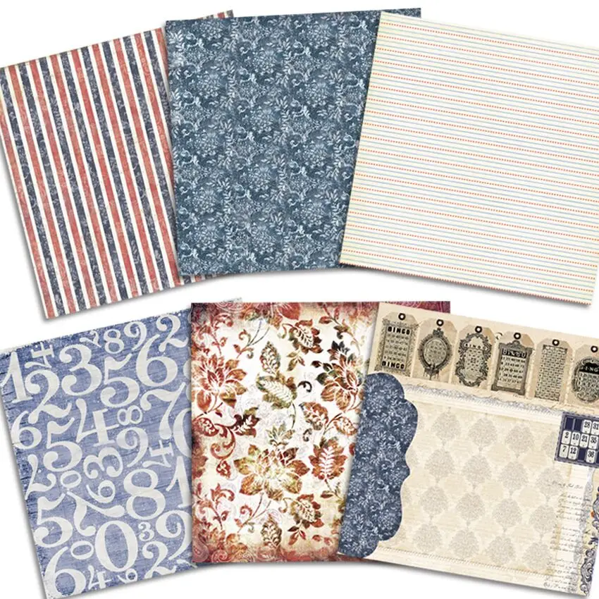 Blue &amp red Scrapbooking paper pack of 24 sheets handmade craft Background pad | Дом и сад