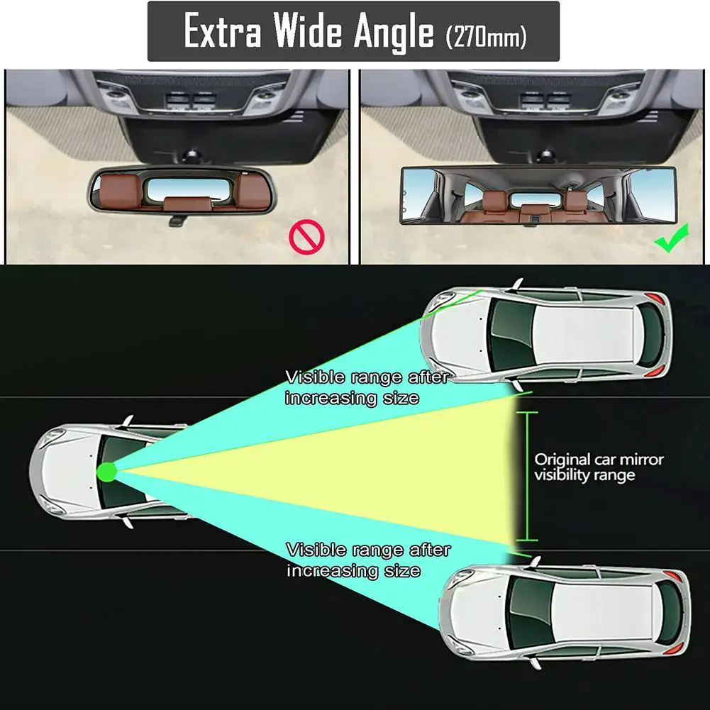 Универсальное антибликовое широкоугольное выпуклое зеркало заднего вида