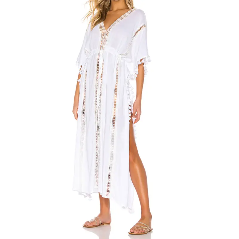 Белый Пляжное платье, длинное, Пляжное, накидка, Vestido largo Verano Mujer, купальный костюм, накидка, Пляжное, саронг, халат de Plage, туника# Q939 - Цвет: Белый