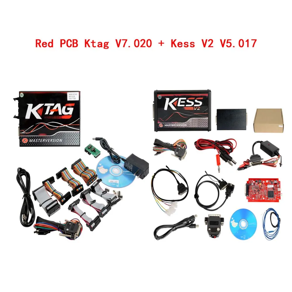 V5.017 Kess V2 Master V2.53 Plus 4 светодиодный Ktag 7 020 V2.2.5 ktag и kess полный набор красный PCB онлайн