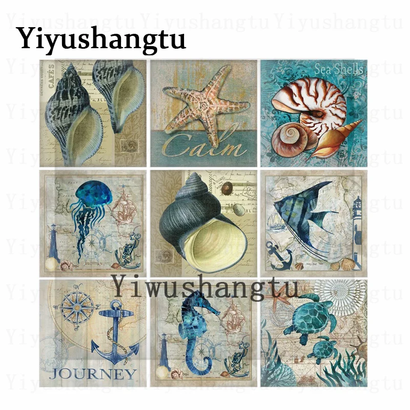 Винтажный Морской животный рисунок черепаха гиппокампа 12 мм/20 мм/25 мм/30 мм