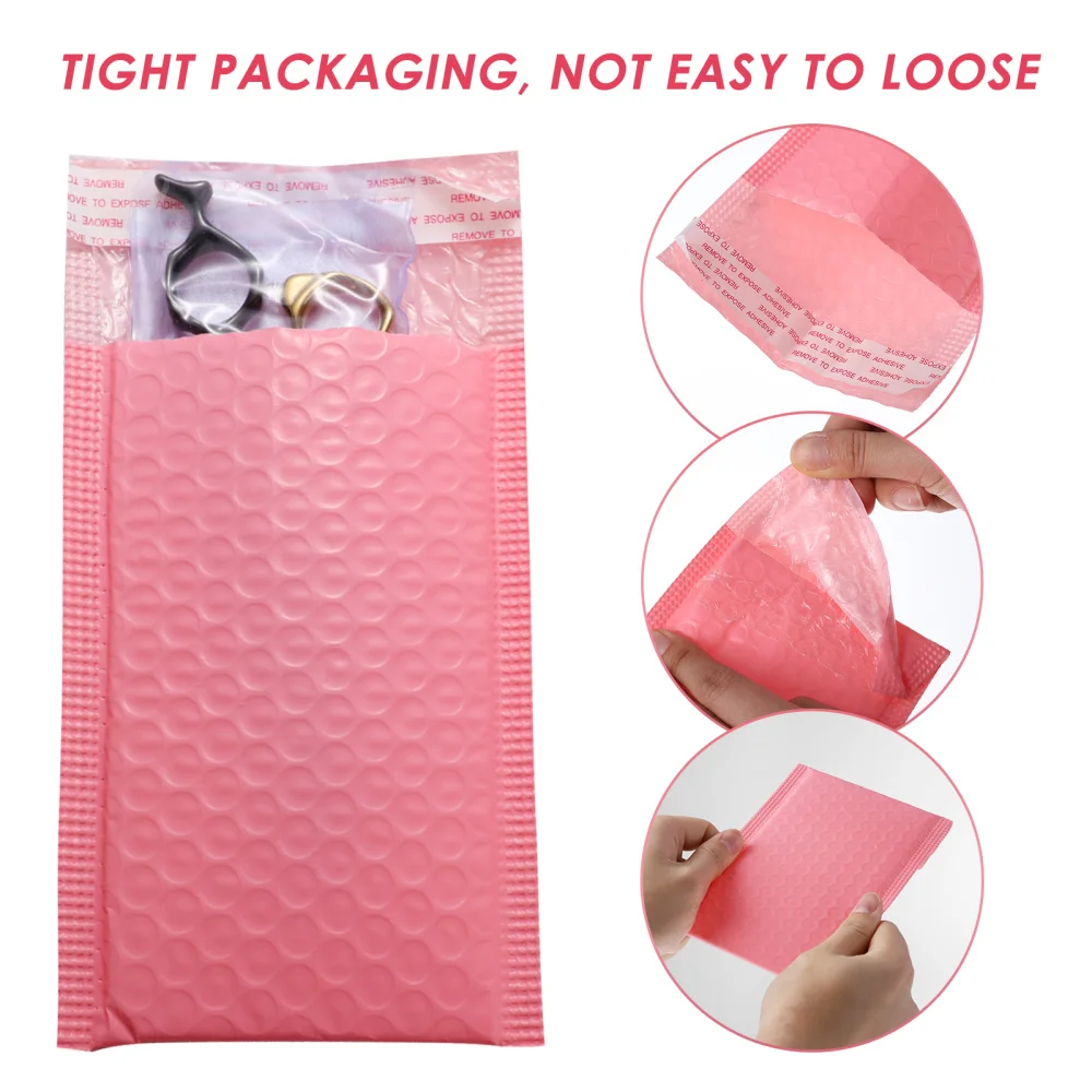 

NUOBESTY 50pcs Shockproof Waterproof Packing Envelope Padded Bubble Envelopes Wrapper Bag Mailers (Pink, 15x11cm)