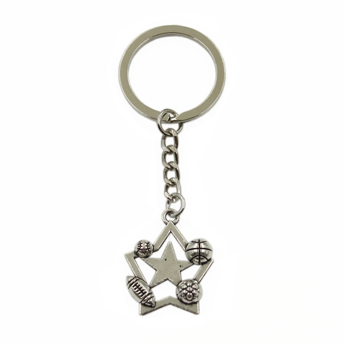 New Hot Men Key Ring Chain Keychain Gift Jewelry Silver Color Star Football Soccer Baseball Pendant Great Promotion | Украшения и