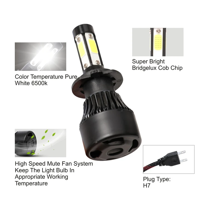 

2pcs Car Headlight LED 4 Sided Waterproof Head Lamp Auto Front Headlight H13/H11/H7/H4/9012/9007/9006/9005/9004/5202