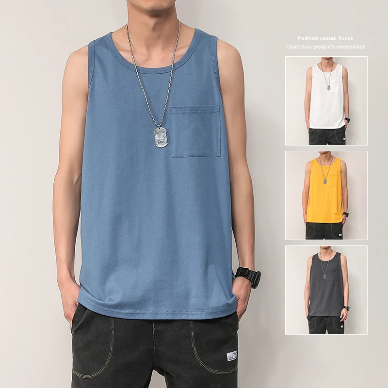 IiDossan хлопковые мужские топы на бретелях мужская летняя однотонная одежда с
