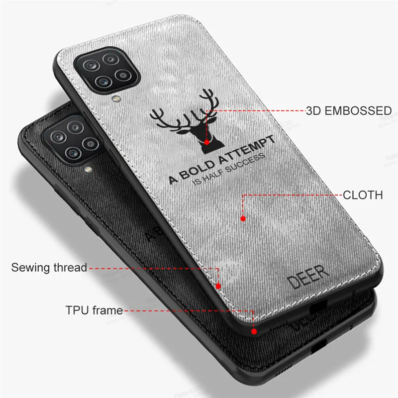 Fashion Cloth Fabric Case For Samsung Galaxy A12 6.5" 2020 A 12 SM