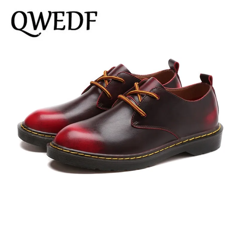 QWEDF Men Spring Autumn Nubuck Designer Shoes Round Toe Leather Lace-up Black Flats oxfords dress shoes GA-32 | Обувь