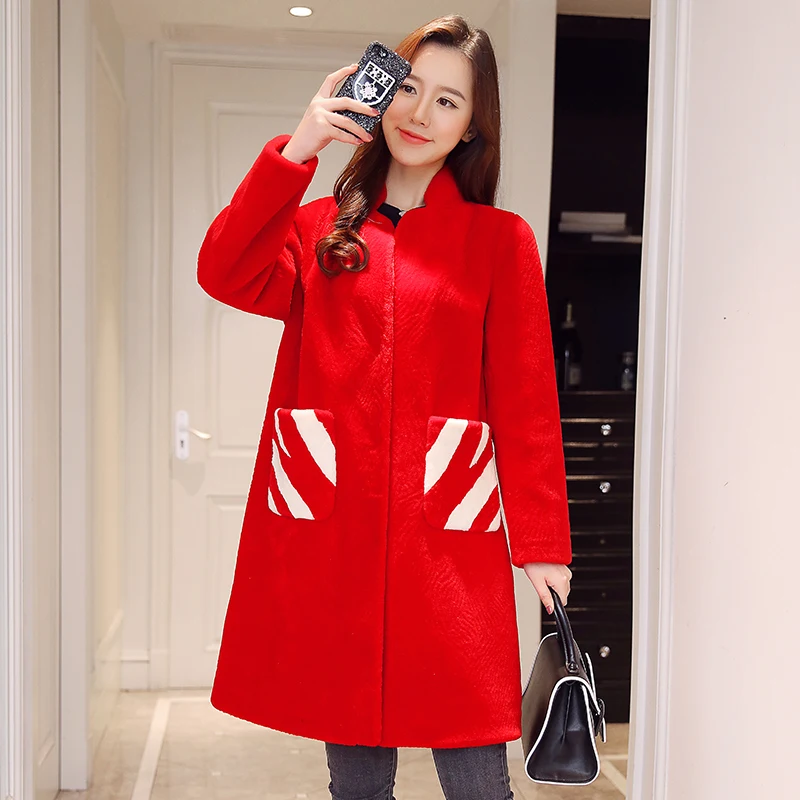

2020 Genuine Sheep Shearling Coat Female Winter Jacket Women Clothing Real Wool Fur Coats Long Warm Outerwear A538