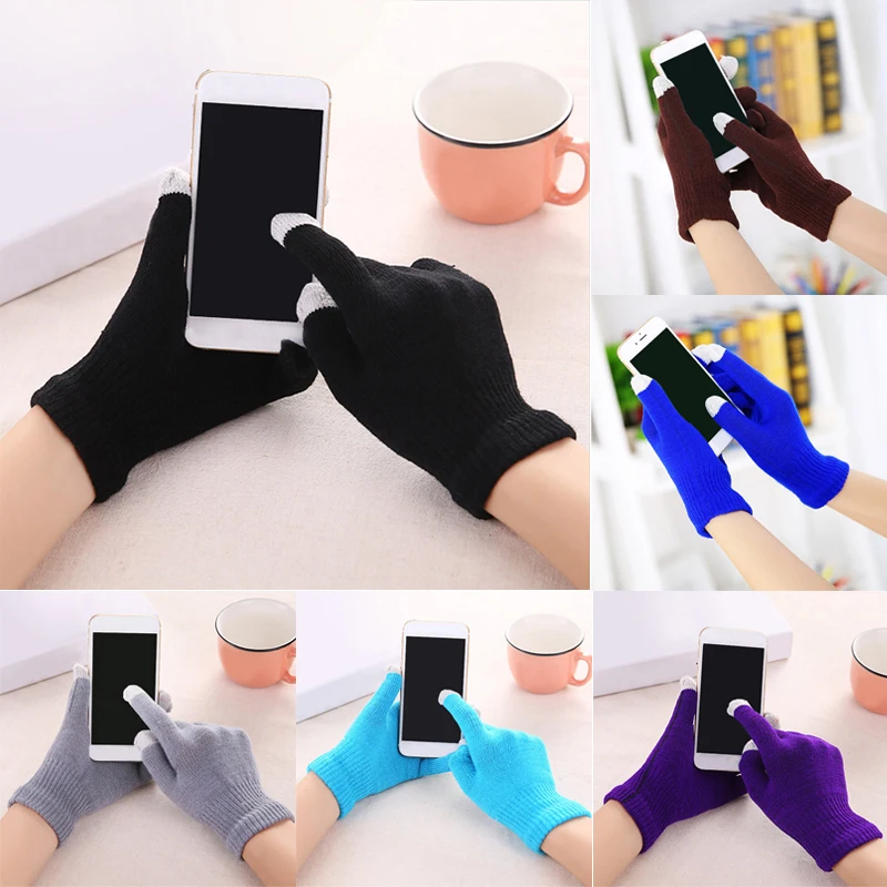 

New Magic Touch Screen Gloves Smartphone Texting Stretch Adult One Size Winter Warmer Knit Gloves 19 Colors Hot Sale