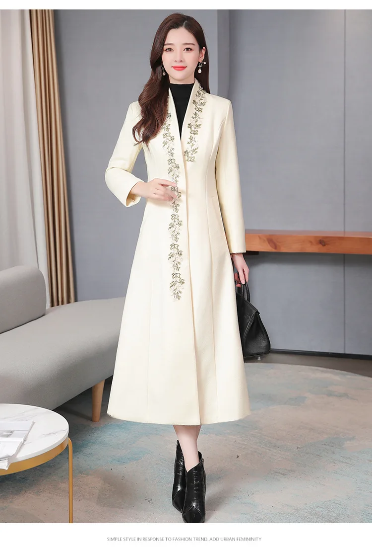 Женское осеннее и зимнее пальто китайский cheongsam ретро китайский стиль Hanfu улучшенное плотное шерстяное кружевное пальто